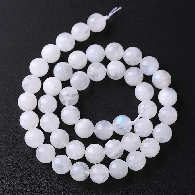 90PCS 8MM Natural Stone White Moonstone Gemstone Semi Precious Beads for Jewelry Making DIY Bracelet