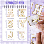 52 Pcs White Chenille Letter Patches Self Adhesive for Clothing,A-Z Varsity Letter Stickers Embroidered Sew on Repair Patches for Jackets Hats Backpack