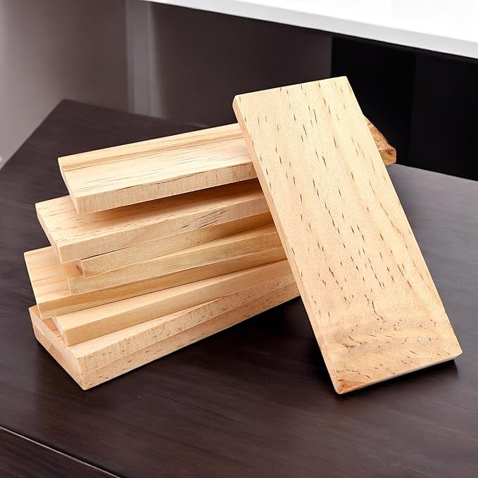 10 Pieces 3.5x1.6x0.2 Inch Unfinished Wood Rectangle Board for Paintings, 0.2 Inch Thick Natural Pine Wooden Blocks Panels Plank, for DIY Art Crafts, Architectural Models, Dollhouse Accessories