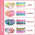 Funtopia 8mm Glass Beads for Jewelry Making, 4 Types 96 Colors Glass Beads Bracelet Making Kit, 2276pcs Round Crystal Beads for Bracelets Necklace Earrings DIY Crafts