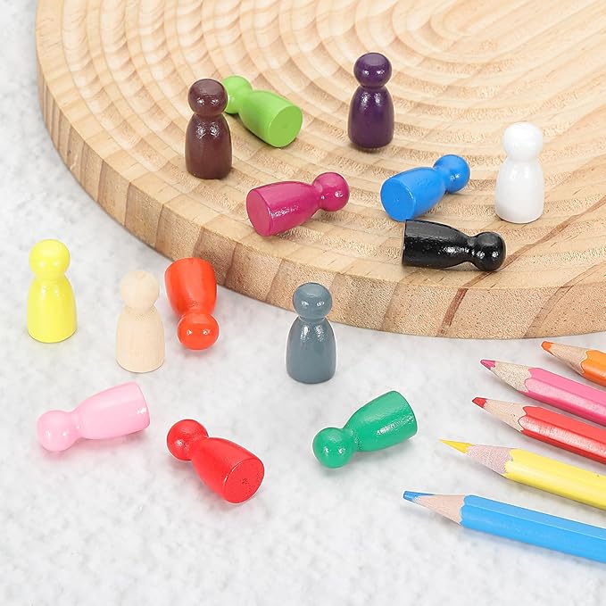 uxcell 50Pcs Wood Peg Dolls Unfinished, 1" x 1/2" Natural Wooden Blank Family Figures Peg Dolls Body for Painting, Decoration, Craft Art Projects, Gray