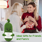 Hoedia Handmade Emotional Pickle Gift, Cucumber Crochet Doll Inspirational Gifts with Cards, Cute Knitted Funny Support Potato Friend Birthday Mothers Day Easter Basket Stuffers (Emotional Pickle)