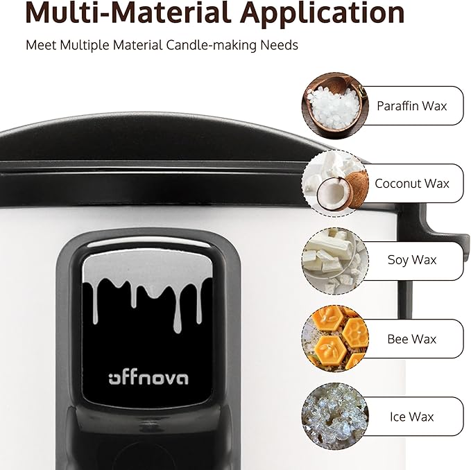 OFFNOVA Wax Melter for Candle Making, 6L Large Wax Melting Pot with Heating Core Spout & Digital Display, Ideal for Business or Craft(White)