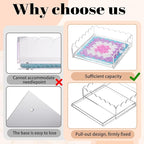 2 Pcs Acrylic Scalloped Tray Large Clear Acrylic Tray with Drawer for Insert Customizable Photos, Art, and Fabric Scalloped Basket for Needlepoint Napkin Frame Display Messages (9" X 9")