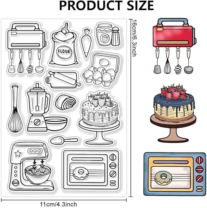 CHGCRAFT Baking Tools Clear Stamps Cake Transparent Silicone Stamps Baking Tools Silicone Clear Stamp for Cards Making DIY Scrapbooking Album Photo Journal