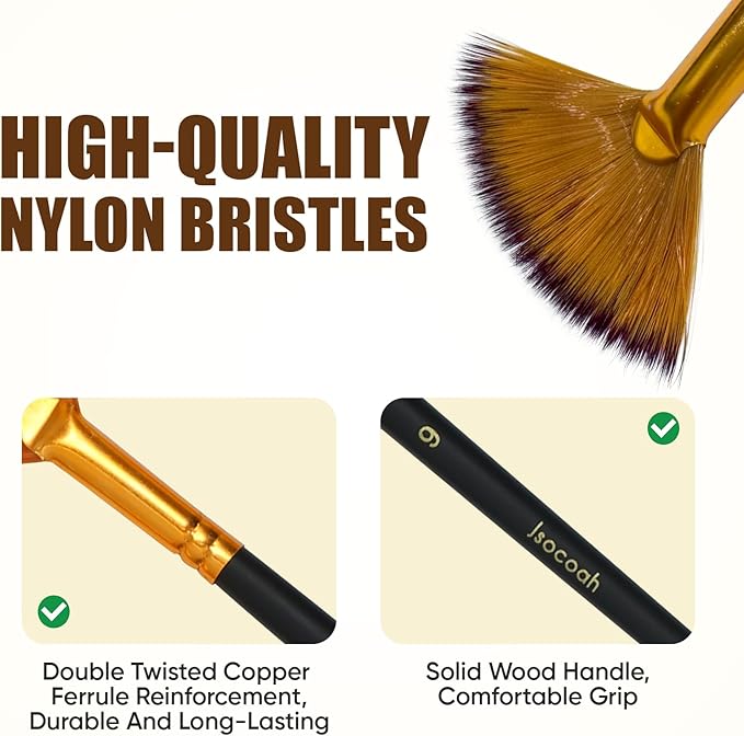 15-Piece Paint Brush Set, Professional Artist Paint Brushes for Kids and Adults - Perfect for Canvas, Fabric, Watercolor, Oil or Acrylic Painting - Ideal for Beginners & Professionals