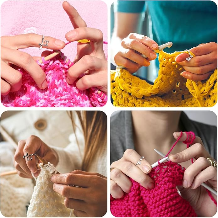 Namifin Crochet Ring for Fingure Adjustable Crochet Tension Ring Yarn Tension Rings Easy Crocheting Crochet Accessories Mother Grandma Thanksgiving Presents
