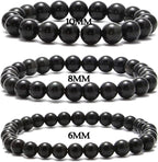 NCB 100pcs Original Natural Stone Beads Gemstone Round Loose Beads 6mm 8mm 10mm (Black Obsidian, 8mm 100Beads)
