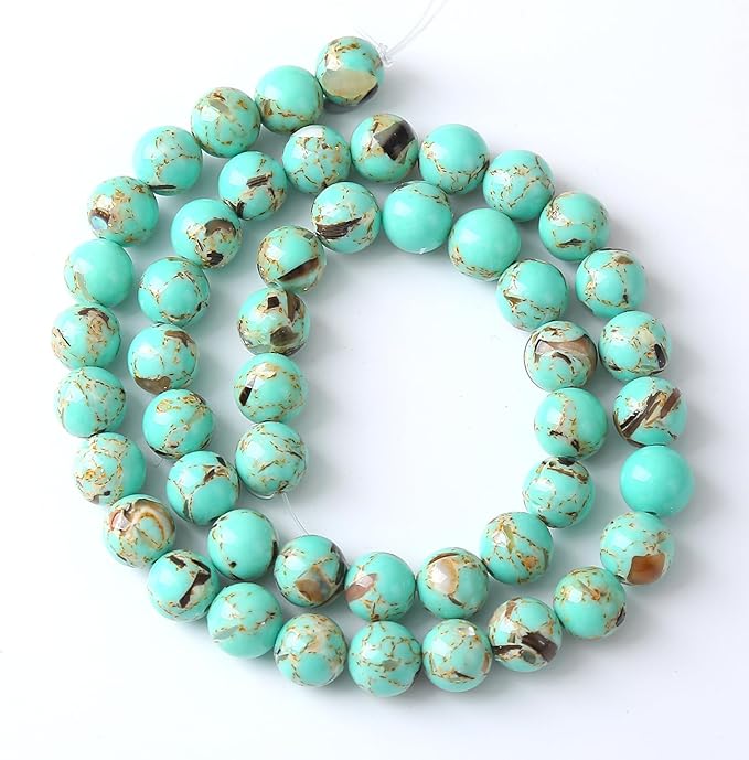 12MM 32PCS Peacock Blue Shell Turquoise Spacer Loose Beads for Jewelry Making DIY Bracelet Necklace