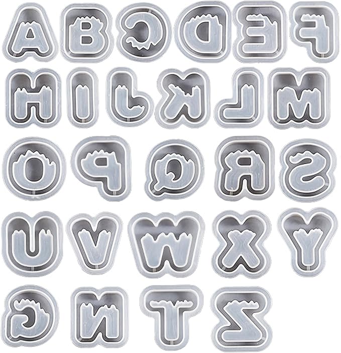 26-Pack Small Matte Letter Mold Set - Alphabet, Animal & Clay Molds for Resin Casting, Candle Making & Home Decor