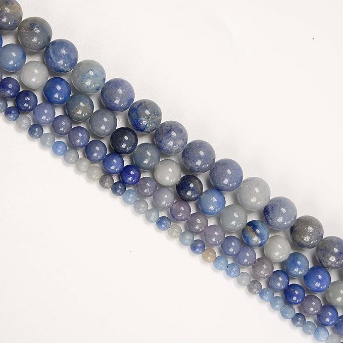 NCB 200pcs 6mm Blue Aventurine Loose Beads for Jewelry Making, Natural Semi Precious Beads Round Smooth Gemstones Spacer Beads Charms for Necklaces Bracelets (Blue Aventurine, 6mm 200Beads)
