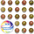 200PCS 8mm Natural Stone Beads Unakite Round Loose Gemstone DIY Charm Smooth Beads for Bracelet Necklace Earrings Jewelry Making Accessories Supplier (Unakite, 8mm 200Beads)