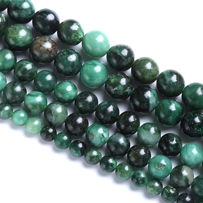 8mm 45pcs Natural Green Emerald Mica Crystal Gemstone Beads for Jewelry Making DIY Bracelet