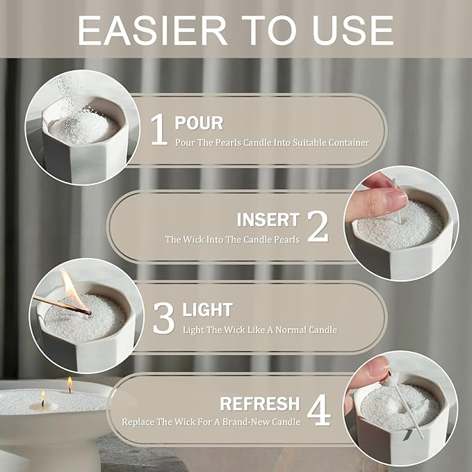 50-Pack Pearled Candle Cotton Wicks for Sand Candles Making - 2 Inch MANNYCOM Metal-Free and Lead-Free Refill Sand Wax Wick for Making DIY (White)