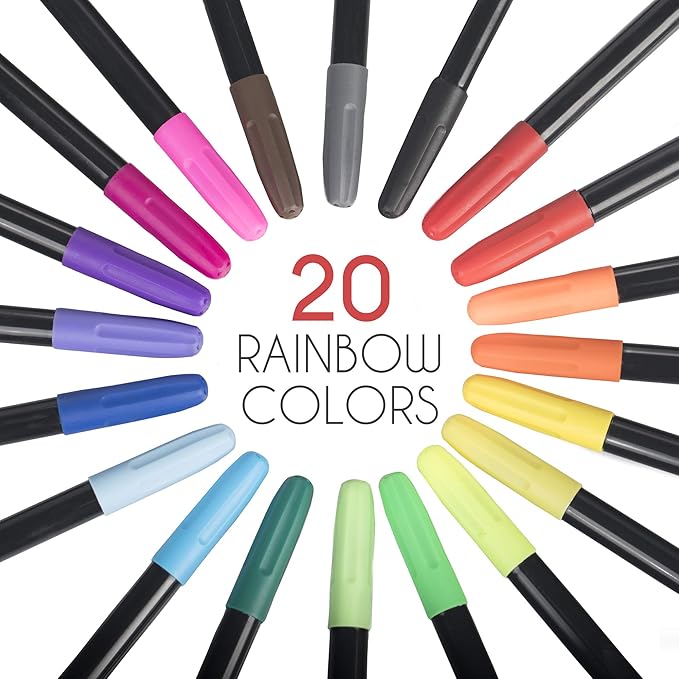 Zenacolor 20 Fabric Markers Pens Set - Indelible and Permanent Fabric Paint Fine Point Textile Marker Pen