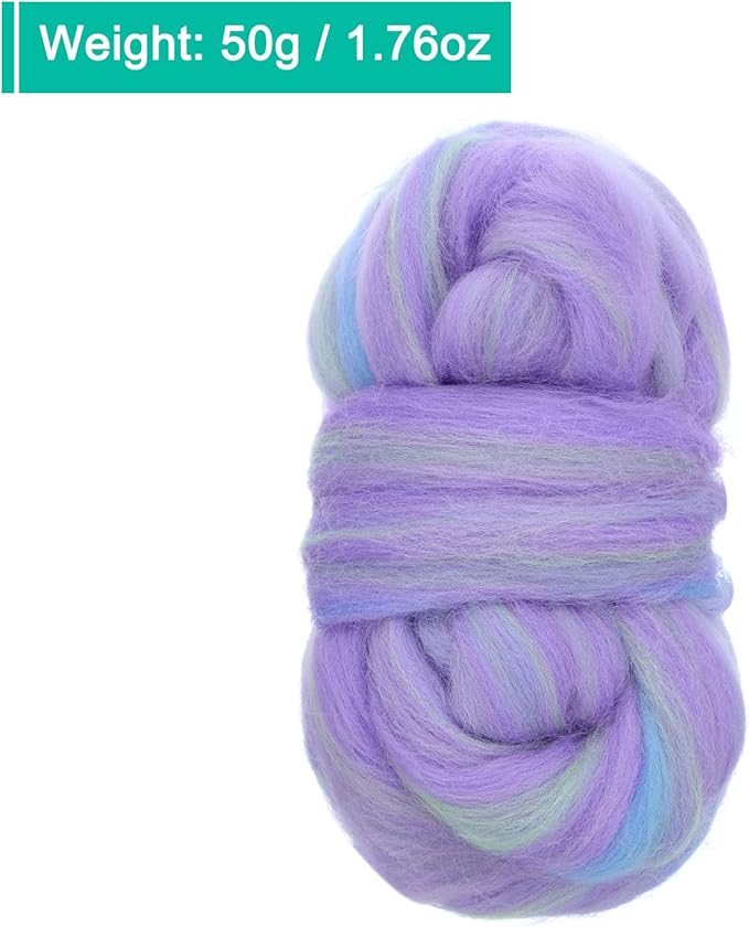 uxcell Needle Felting Wool, 1.76oz Natural Fibre Wool Roving Yarn Wool Felting Supplies for Needle Felting Yarn DIY Handcrafts, Mixed Colors, Medium