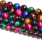 12mm 32PCS Colorful Tiger Eye Natural Stone Beads Crystal Spacer Loose Beads for Jewelry Making DIY Bracelet 1 Strand 15 inches