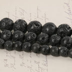 35pcs 10mm Natural Stone Beads Black Lava Beads Crystal Gemstone for Jewelry Making, DIY Bracelet Necklace
