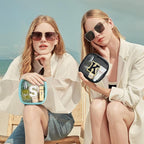 YOOLIFE Initial Makeup Bag Travel Toiletry Bag, Clear Makeup Bag Car Accessories For Women Clear Makeup Bags With Zipper Girlfriend Teacher 13 Year Old Girl Gifts Daughter Girl Gifts Mini Black Q