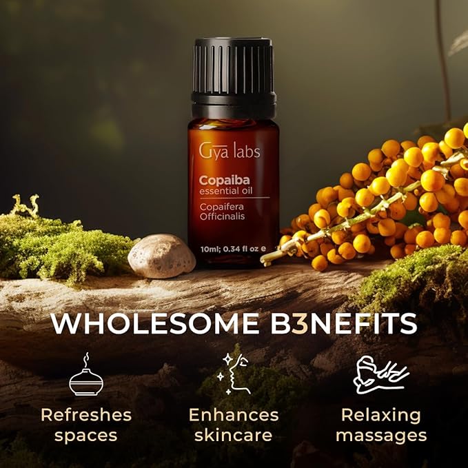 Gya Labs Copaiba Essential Oil - 0.34 Fl Oz - for Hair, Skin, Diffuser, Aromatherapy & DIY Candle Making Scent