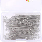 Platinum Plated Open Eye Pins Non Tarnish 40mm 150pcs for Jewelry Making Findings