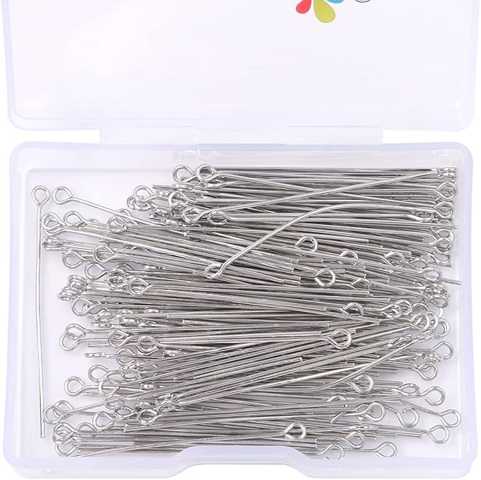 Platinum Plated Open Eye Pins Non Tarnish 40mm 150pcs for Jewelry Making Findings