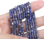 Natural Blue Sodalite Spacer Beads Caps Flat Round Loose Beads for Beading Jewelry Making 3mmx2mm 38cm