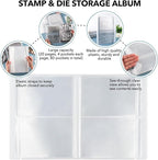 10 Pcs 0.3mm Magnet Sheets and 80 pockets/20 pages Storage Album for Stamp and Cutting Dies Storage Book Organizer Folder for Storage Die Cutting, DIY Scrapbooking Card Making Supplies (Clear)