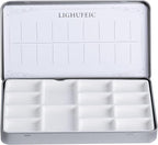 Travel Watercolor Palette,Portable Ceramic Palette with 14 Well,Metal Paint Box with Porcelain Palette(Silver Box)