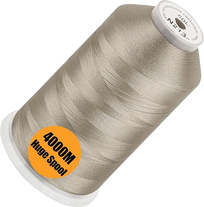 New brothread - Single Huge Spool 4000M Each Polyester Embroidery Machine Thread 40WT for Commercial and Domestic Machines - Beige(Janome Color)