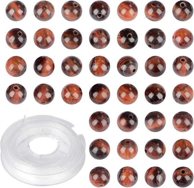 4mm 200pcs Natural Stone Round Beads Red Tiger's Eye Genuine Stone Beading Loose Gemstone DIY Charm Smooth Beads for Bracelets Necklaces Earrings Hole Size 1mm (Red Tiger's Eye 4mm)
