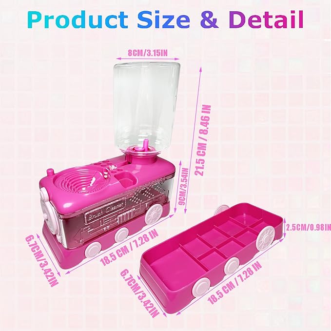 Paint Brush Cleaner with Paint Tray, Water Circulation Brush Rinser with Brush Holder, Watercolor/Oil and Water-Based Paint Brush Cleaner Tool, 400ml Capacity, Train Design, Gift for Artist Beginners