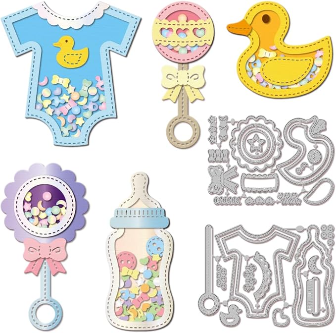 GLOBLELAND Infant Cloth Shaker Cutting Dies for Card Making Duck Shaker Cut Die for DIY Scrapbooking Journal Embossing Paper Craft Decor