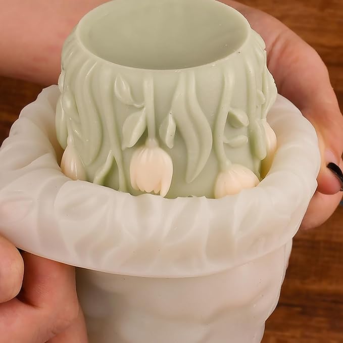 Tulip Flower Cylinder Flower Resin Mold - Resin Casting Silicone Molds for Home Decor & Candle Making Wave Spiral Mold