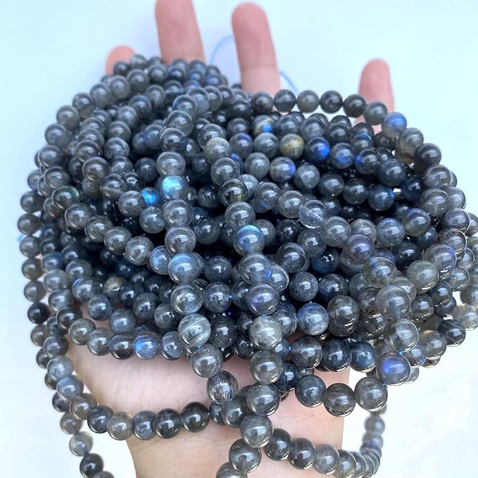 8MM 45PCS Natural Labradorite Gemstone Crystal Spacer Loose Beads for Jewelry Making DIY Bracelet 15 Inches 1 Strand A Grade