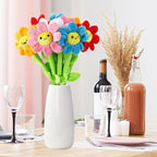 10 Pcs Plush Smile Flower Stuffed Bendable Stems Plush Bouquet Toy Soft Flower 12.6 Inch for Christmas 2025 Mother's Day Girl Girlfriend Wife(Lovely Style)