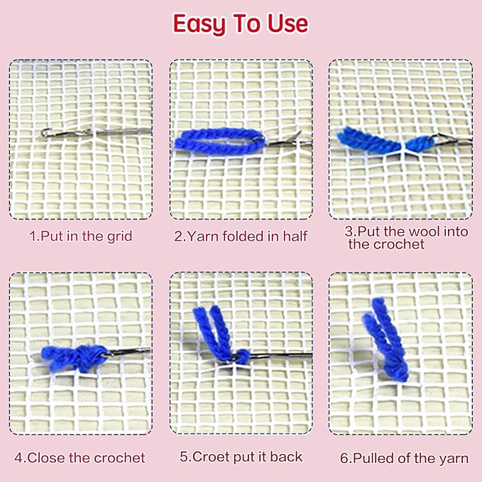 DL-YTG Latch Hook Kits Pillow Blue Geezer Crochet Yarn Cushion Colour Printed Canvas Rug Needlework DIY Pillowcase Hook and Latch Kit Christmas Home Arts Crafts Sofa Decoration 42x42cm/16X16inch