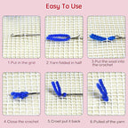 DL-YTG Latch Hook Kits Pillow Blue Geezer Crochet Yarn Cushion Colour Printed Canvas Rug Needlework DIY Pillowcase Hook and Latch Kit Christmas Home Arts Crafts Sofa Decoration 42x42cm/16X16inch