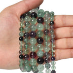 35pcs 10mm Natural Stone Beads Fluorite Beads Crystal Gemstone for Jewelry Making, DIY Bracelet Necklace