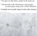 6 Pieces 3D Flower Lace Embroidery Butterflies Appliques Pearl Patches for Repairing and Decorating, Sewing Craft Clothing Jeans Jackets Bags (White)