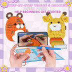 yhwsymgmho Crochet Kit for Beginners:2pcs Animals amigurumi Crochet Starter Kits with Step-by-Step Video Tutorials,Easy Knitting Set for Adults Kids,DIY Crocheting Doll Gift(Tiger & Giraffe)
