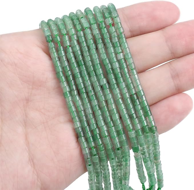 Natural Green Aventurine Spacer Beads Caps Flat Round Loose Beads for Beading Jewelry Making 3mmx2mm 38cm