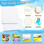 10 Pack Mini Canvas and Easel Set, 4 X 4 inch Canvas for Drawing, 18 Acrylic Paint Set with 20 Brushes & 2 Paint Trays, Art Painting Kits for Birthday Party Favors