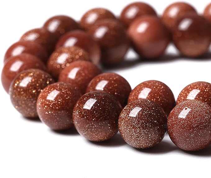 46pcs 8mm Natural Gold Sandstone Beads Gemstone Round Loose Beads for Jewelry Making DIY Bracelet Necklace 15“