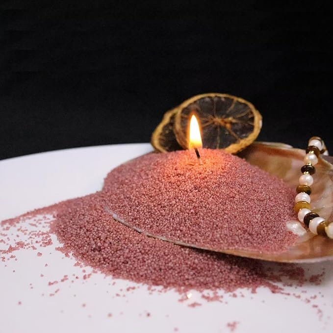 Aufien Candle Sand with Wicks, 21.4 Oz Pearled Candle, DIY Bead Powder Sand Wax Making kit Refillable Non Toxic for Handmade, Wedding and Halloween Christmas Decorations Crimson Unscented