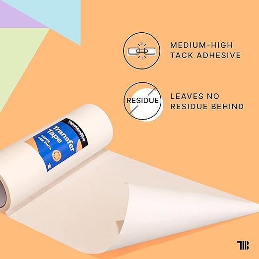 TapeManBlue 12" x 100' Roll of Paper Transfer Tape for Vinyl, Made in America, Premium-Grade Transfer Paper for Vinyl with Layflat Adhesive for Crafts, Decals, and Letters