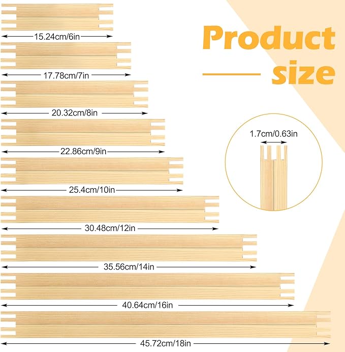 Briwooody 18 Sets 9 Sizes Needlepoint Stretcher Bars Needlepoint Frame Wooden Canvas Stretcher Bars for Embroidery Stitch Frame Accessories Bundle Crafts