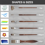 20 Pieces Paint Brushes, Expert Synthetic Nylon Bristles Paint Brush Kit with Palette Knife & Suede Leather Roll, Paint Brushes Set for Oil, Acrylic, Watercolor, Gouache and Detail Paintings