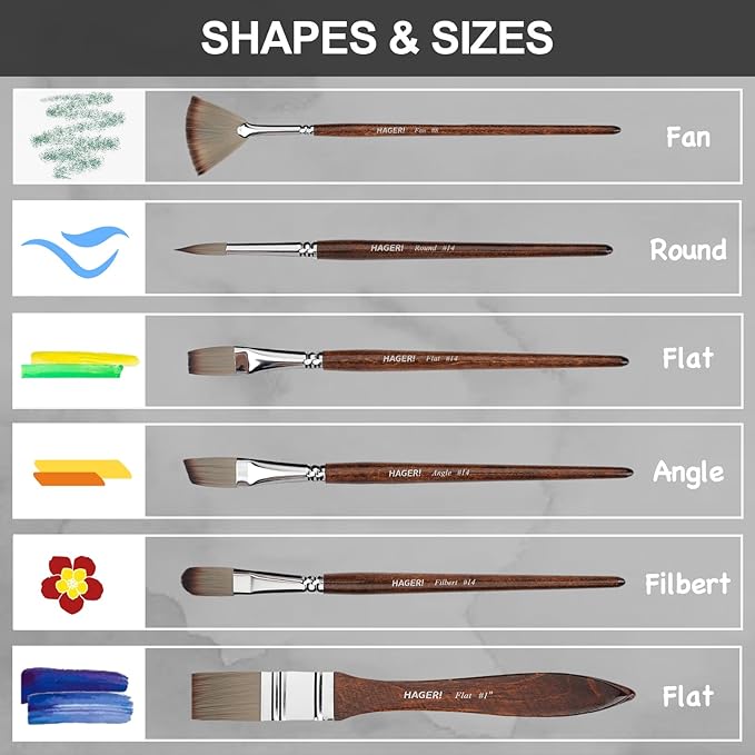 20 Pieces Paint Brushes, Expert Synthetic Nylon Bristles Paint Brush Kit with Palette Knife & Suede Leather Roll, Paint Brushes Set for Oil, Acrylic, Watercolor, Gouache and Detail Paintings