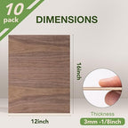 10 Pack Walnut Plywood Sheets, 12 x 16 x 1/8 Inch, 3mm Plywood for Laser Cutting, Thin Unfinished Wood Sheets for Architectural Models, DIY Wood Crafts